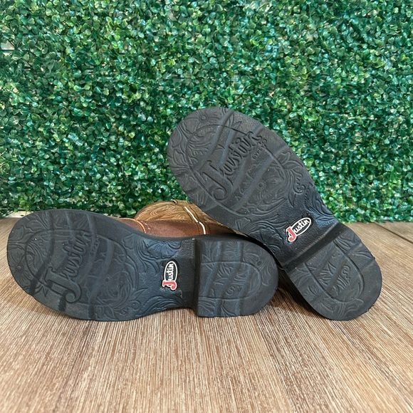 Justin Women’s 7.5B Brown Leather Roper Cowboy Boots – Western Classic - Picture 7 of 10